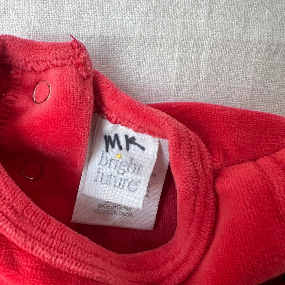 MK Bright Future Vintage Y2K Baby Velour Swing Top 6-9M Pink Floral Long Sleeve
